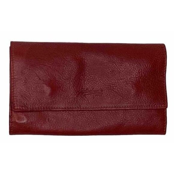 Gigliod'Oro Italian Leather Tri-Fold Wallet Burgundy Oxblood Fold Over Organizer - Picture 2 of 9